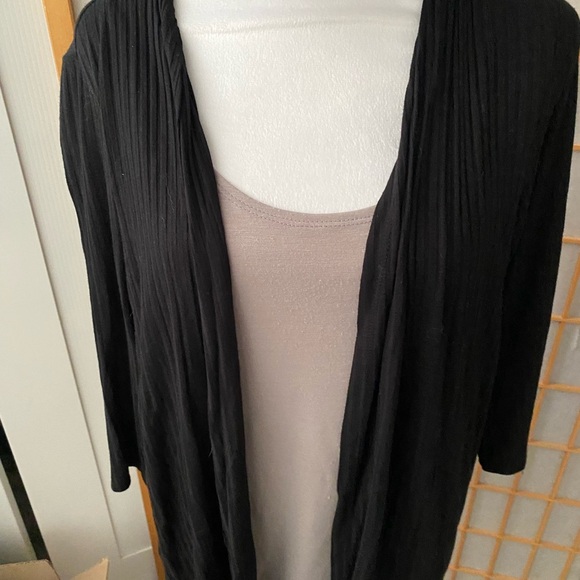 Kim Rogers Black Open Cardigan 2 Piece Set Tank Abstract Infinity Scarf Women S - Picture 2 of 7